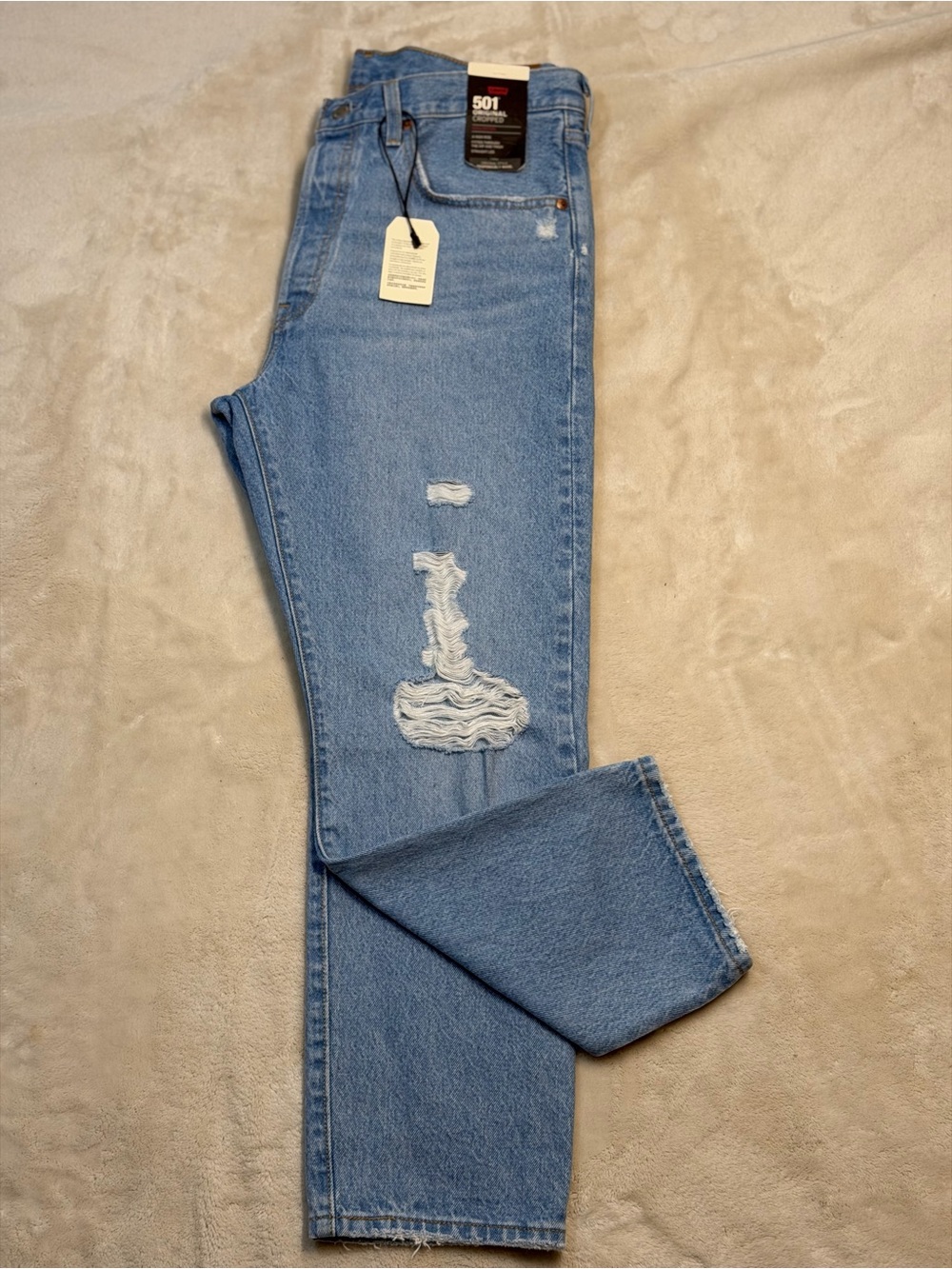 Levi’s 501 Original Cropped Jeans 30x26 NWT Distressed High Rise
